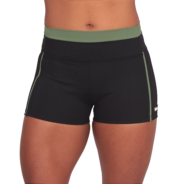 Short curto cintura alta Dual Color - Preto / Verde