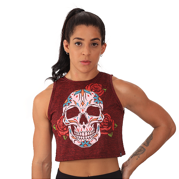 Cropped Mexican Skull - Vermelho