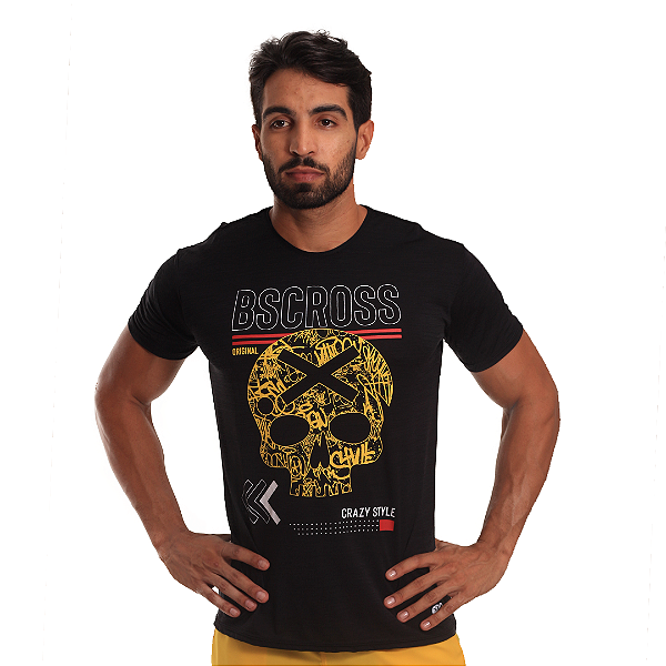 Camiseta Mas. Crazy Style Skull - Preta