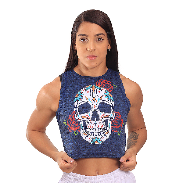 Cropped Mexican Skull - Azul