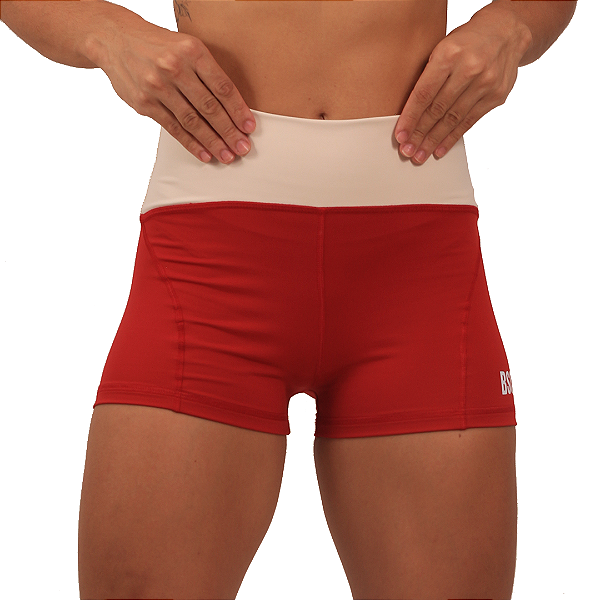 Short Fem Curto C/ Cont BS - Vermelho / Off White