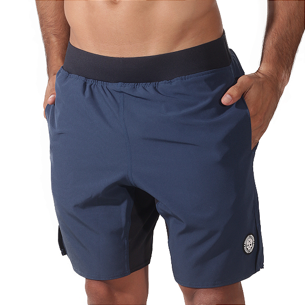 Short masc Tactel c/ fenda  BS - Azul Petróleo