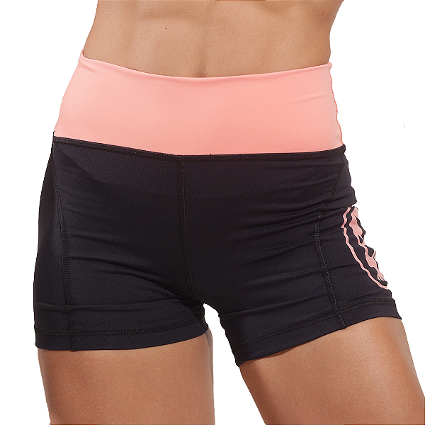Short fem. Intermediário Cintura Alta BS - Preto / Rosa