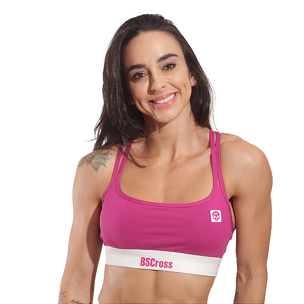 Top Alça Dupla Cruzada BS - Vinho / Off White