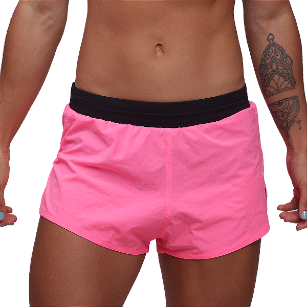 Short fem. tactel Run - Rosa Neon