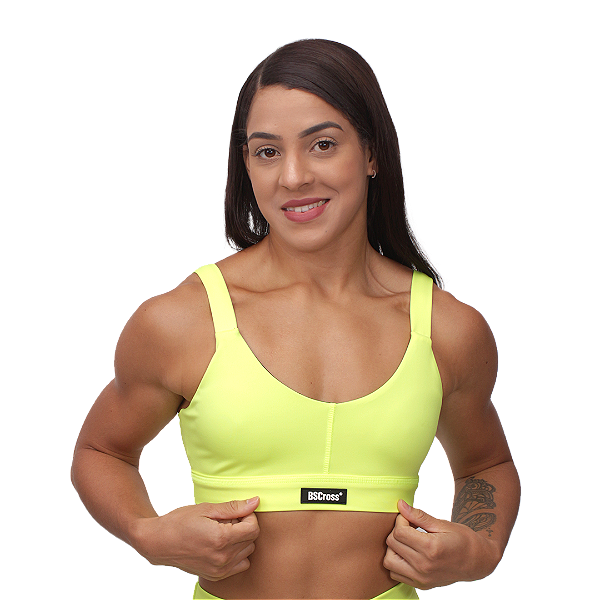 Top c/ alças elástico coberto BS - Amarelo Neon