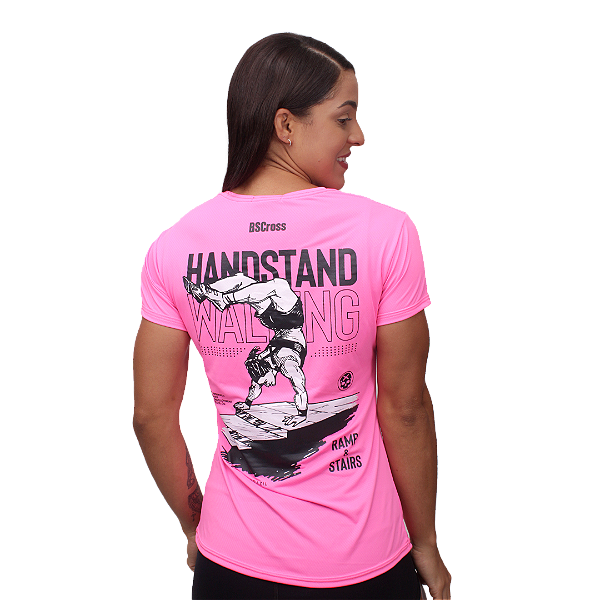Camiseta fem. BS Handstand - Rosa Neon