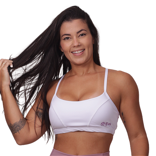 Top Fem  c/ recorte costa e Alças - Branco/Lílas