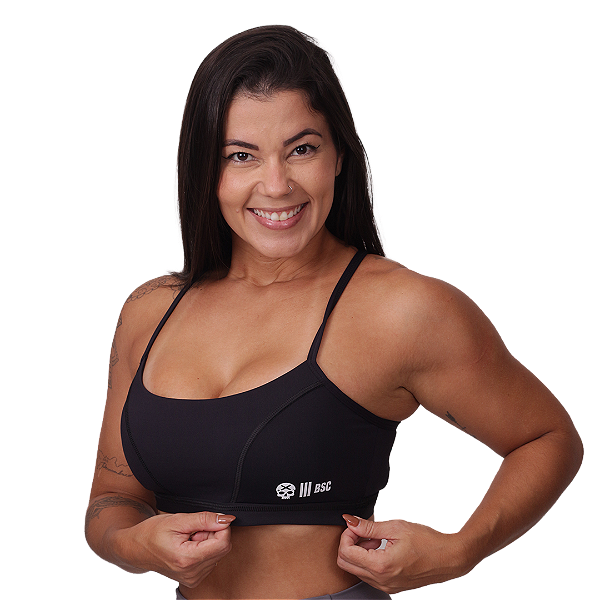 Top Fem  c/ recorte costa e Alças - Preto/Branco