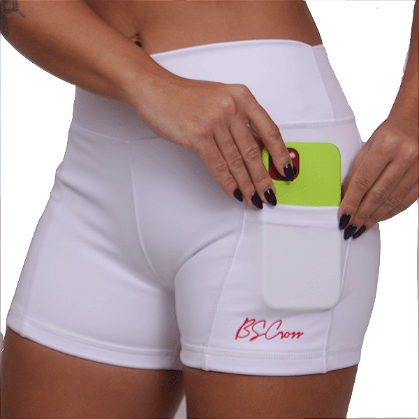 Short fem. Intermediário c/ bolso  Forrado BS - Branco