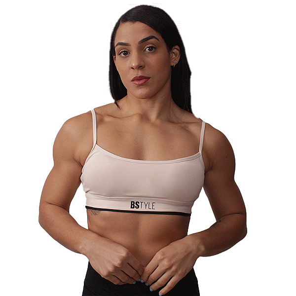 Top básico BSCross Com Barra Contrastante  - Soft Beige