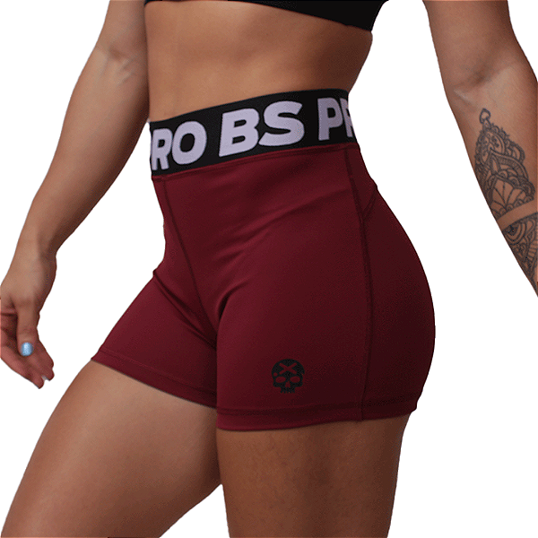 Short  Fem cós Elastico Personalizado  BS - Vinho