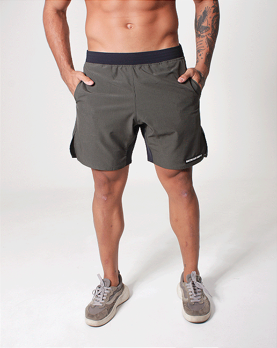 Short Masc Tactel Cos Estreito -Verde Escuro