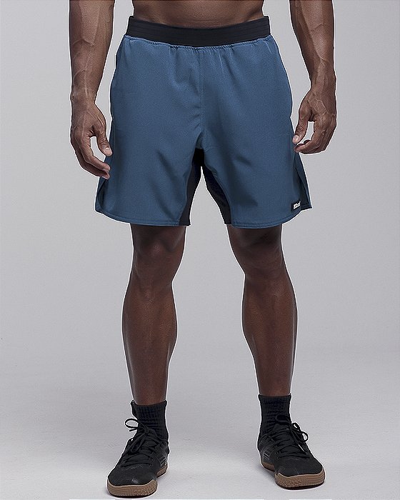 Short Masc Tactel Cos Estreito - Azul Petroleo