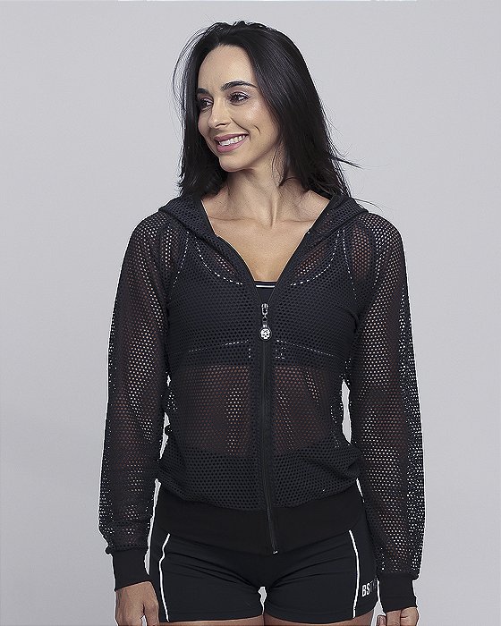 Blusao Raglan Em Tela - Preto