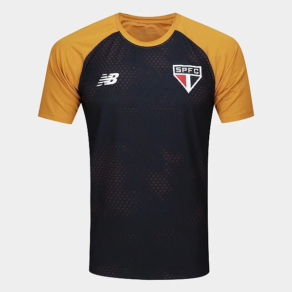CAMISA NEW BALANCE SÃO PAULO TREINO PRETO AMARELO 26-27