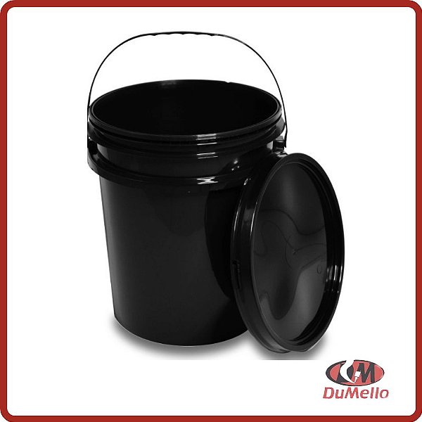Balde Com Tampa Lacre 20 Litros - Preto
