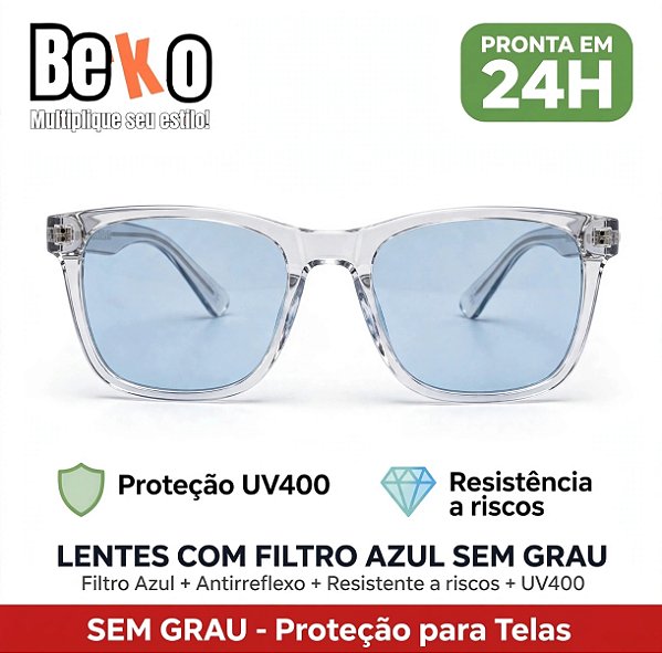 Lentes com Antirreflexo e Filtro Azul para Grau - Antirrisco e Antiembaçante - Beko