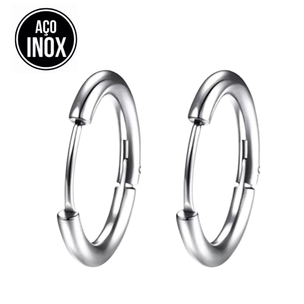 Brincos de argolas em aço antialérgico. BAZUR2FCB