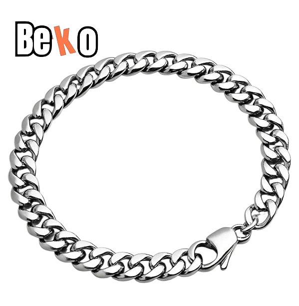 Pulseira Masculina Grumet 5mm Prateada Aço Inox Estilosa. XBDPS9F7R