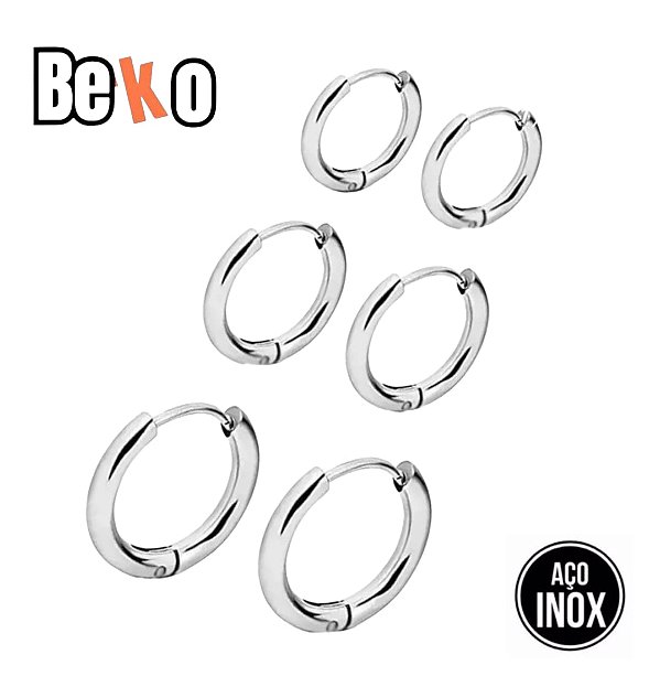 3 pares de argolas em aço antialérgico. NFPPVKCYZ