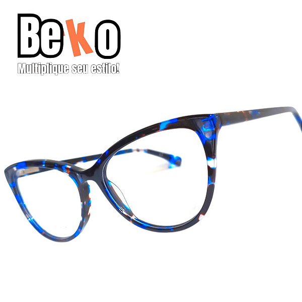 Armação de Óculos Acetato Gatinho Azul E5FBVFWAM