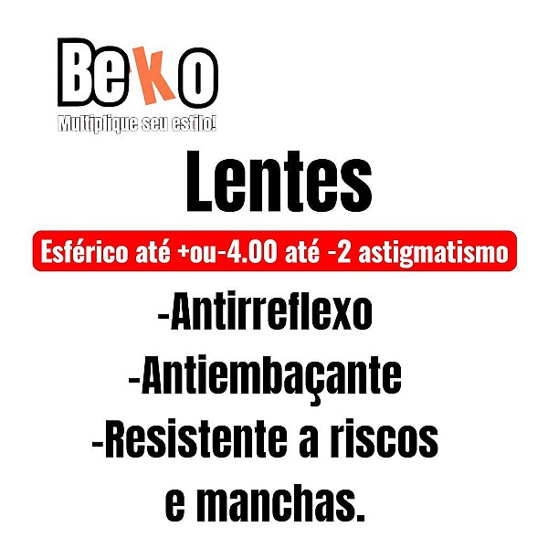 Lentes com Antirreflexo Antiembaçante DTTGCTB42