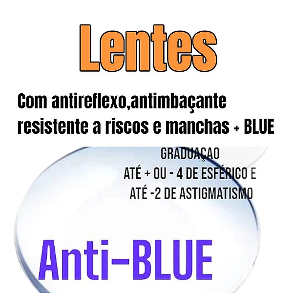 Lentes com antirreflexo resistentes a riscos e manchas + Blue CGUT78FGF