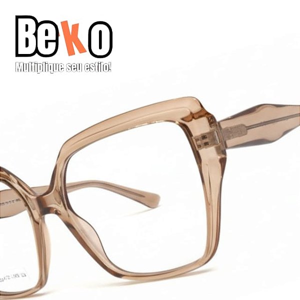 Armação de Óculos em Acetato Bege Transparente 7B5NQBX5H