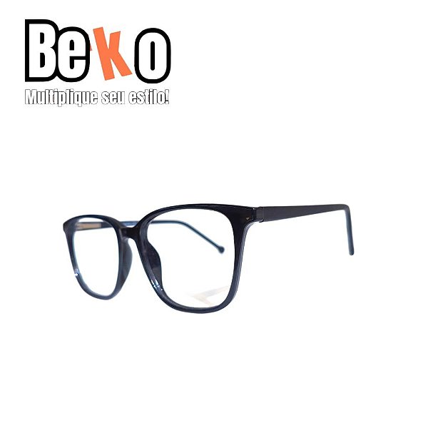 Armação Acetato Preto Brilho Unissex Clássica - BEKO