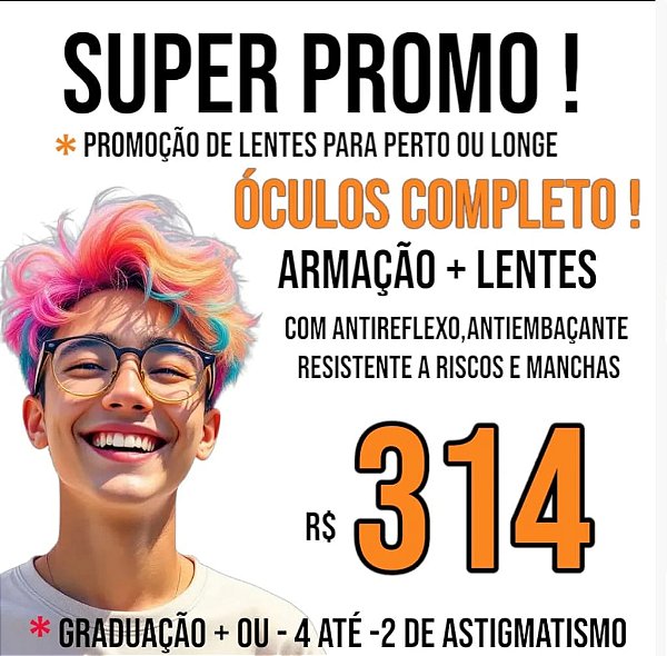 Armação + Lentes + Antireflexo Frete Grátis