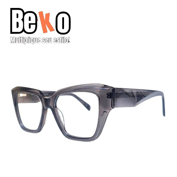 Armação Cinza Grafite Translúcida Quadrada Bold Acetato Feminina - BEKO