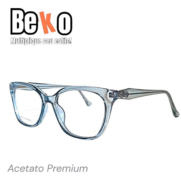 Armação Azul Cristal Gatinho Feminina Transparente - Filtro Azul - BEKO
