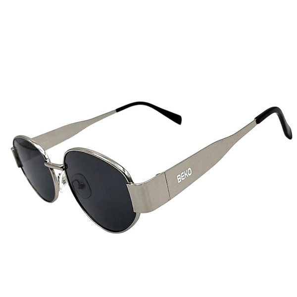 Óculos De Sol Oval Prata Retro Y2K - UV400 - BEKO