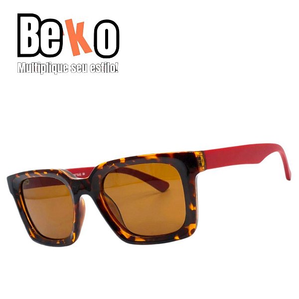 Óculos de Sol Onça Marrom Vermelho Unissex - UV400 - BEKO