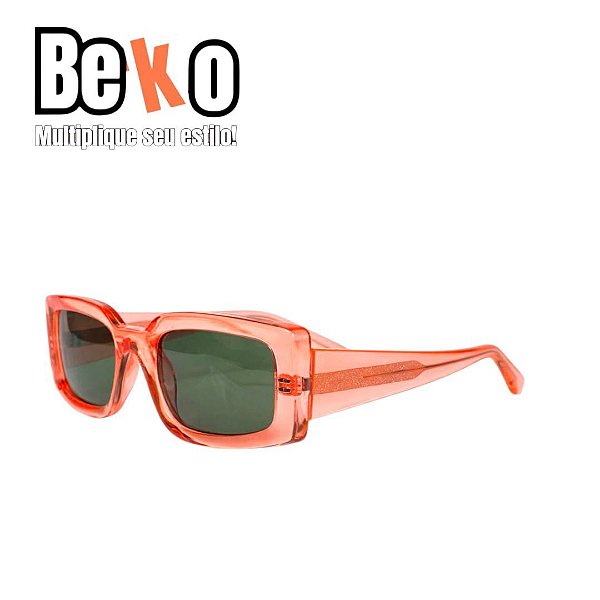 Óculos De Sol Rosa Transparente Quadrado Retrô Unissex - UV400 - BEKO