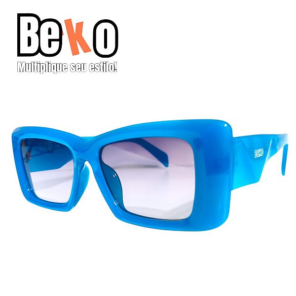 Óculos de Sol Gatinho Azul Haste Larga Degradê - UV400 - BEKO