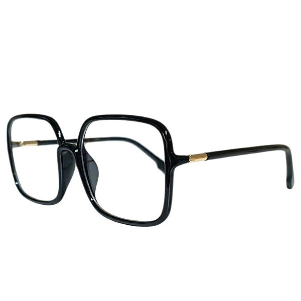 Armação Quadrado Preto Brilho Oversized - BEKO