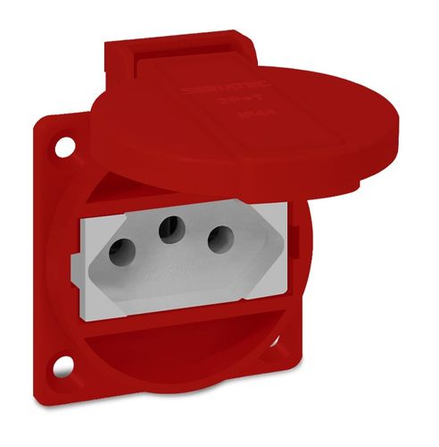 TOMADA INDUSTRIAL MODELO TBSEN DE EMBUTIR VERMELHA 2P+T 20A - NACIONAL SIBRATEC