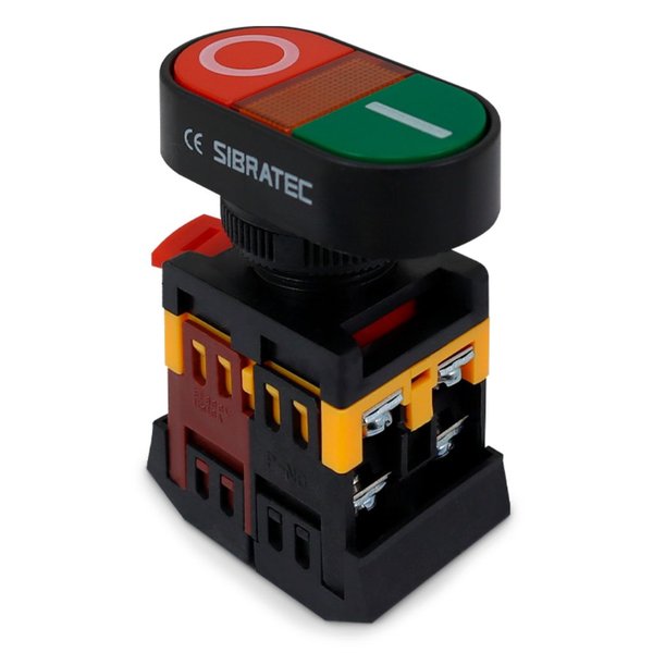 BOTAO DUPLO ILUMINADO ARREDONDADO APB22 24VCC/VCA 1NA+1NF SIBRATEC