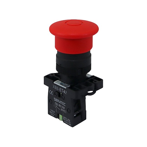 BOTAO DE EMERGENCIA PLASTICO COM TRAVA - MODELO: XB2-ES542 - 1NF SIBRATEC