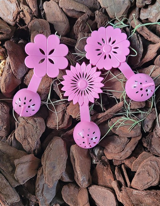 Porta Adubo Plástico Modelo Flor Rosa Kit 15 unidades