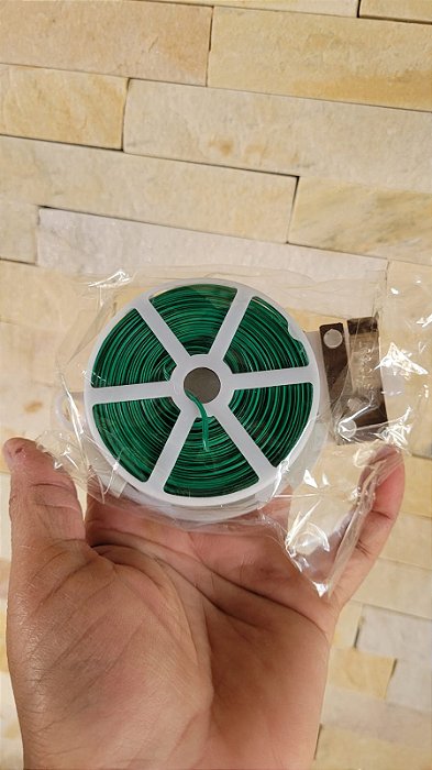 Fio Aramado 50m C/ Cortador Amarrilho Orquídea Fechar Sacos Cor Verde