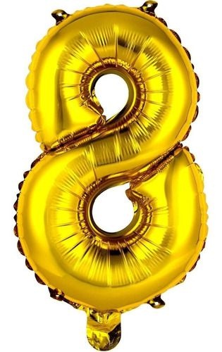 Balão Metalizado 100cm - Dourado - Número 8