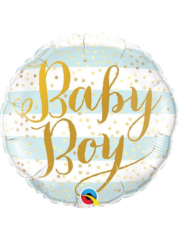 Balão Metalizado  Baby Boy listra Azul