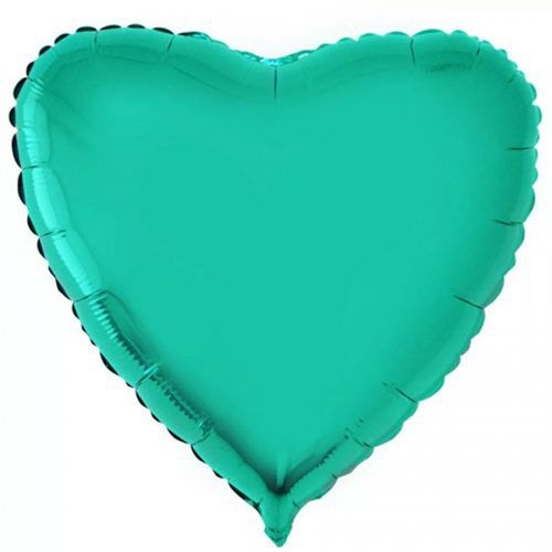 Balão Metalizado  - Coração Verde Cromo - 45cm
