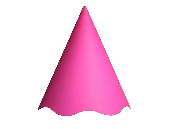 Chapéu de Aniversário Liso Neon - Rosa - 08 unidades