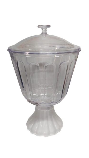 Taça Confeiteiro com Tampa 1,25l - Transparente e base Branca