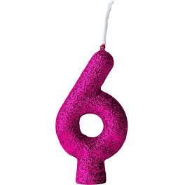 Vela Numeral Cintilante - pink - Nº 6