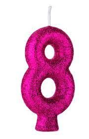 Vela Numeral Cintilante - pink - Nº 8